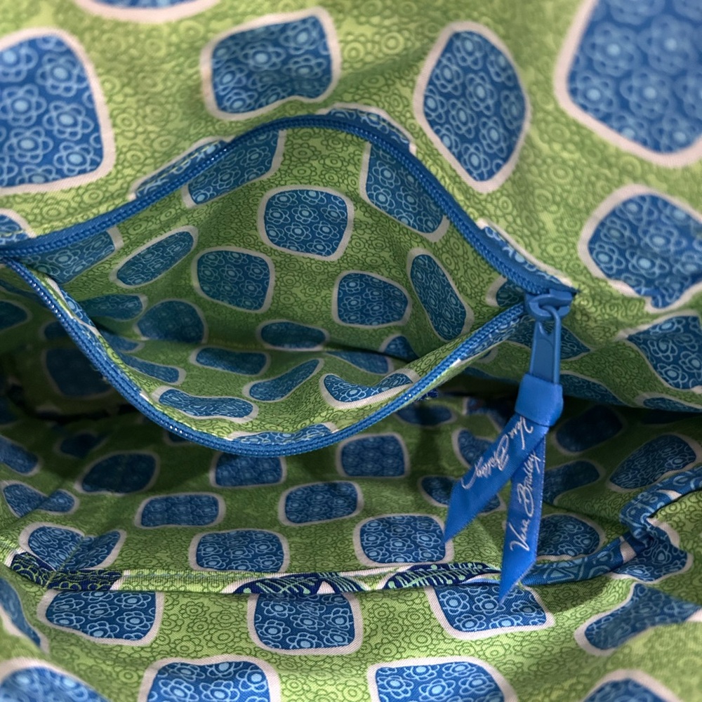 Vera Bradley Retired Doodle Daisy Laura Bag Green Blue White shoulder bag - Picture 5 of 11